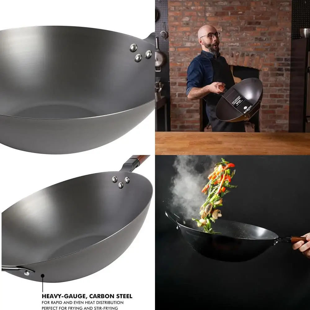 

14-дюймовый вок из углеродистой стали с плоским дном для жарки