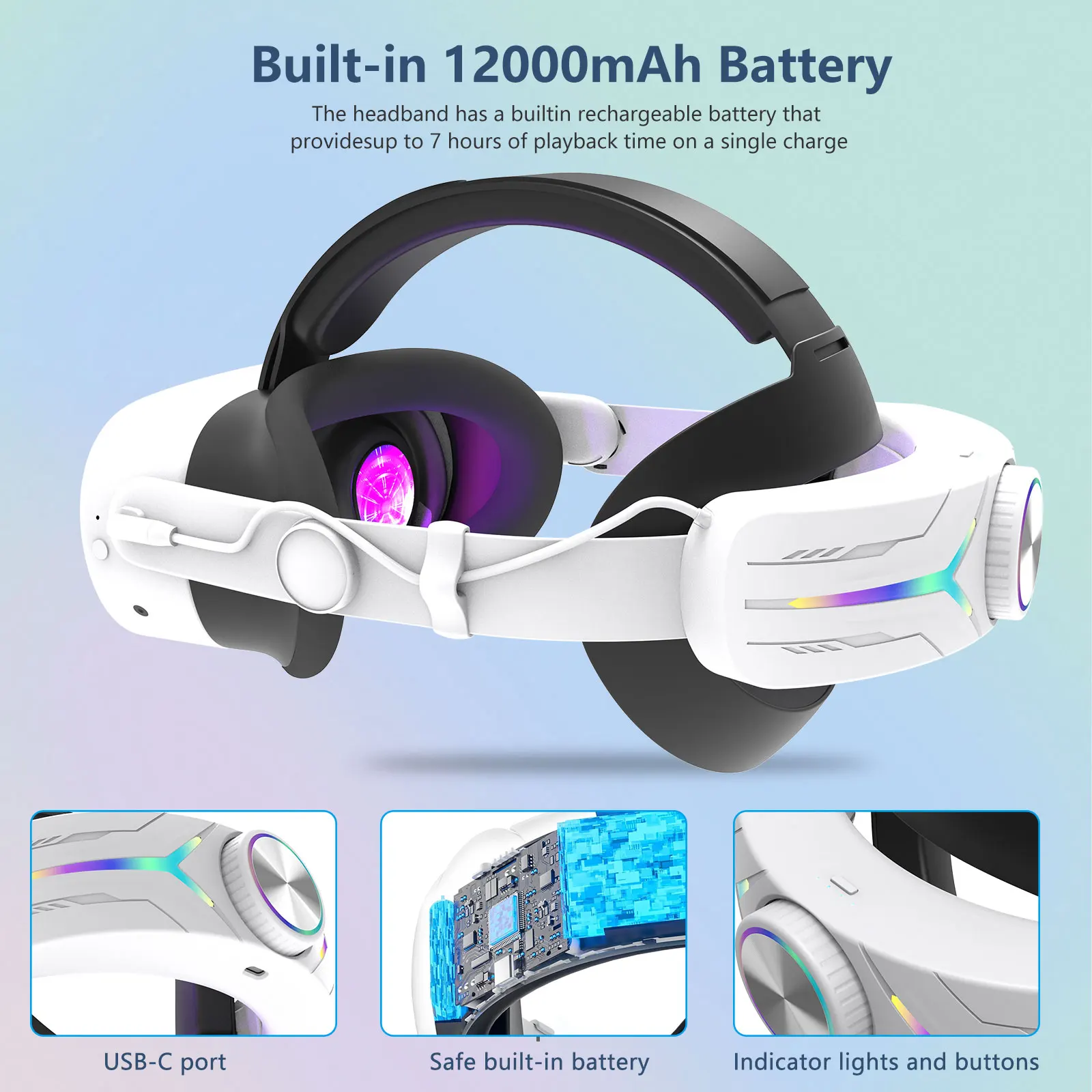 For The MtomatoVR  c2 Pro works with the For Meta Quest 3 VR Head Strap battery pack headband