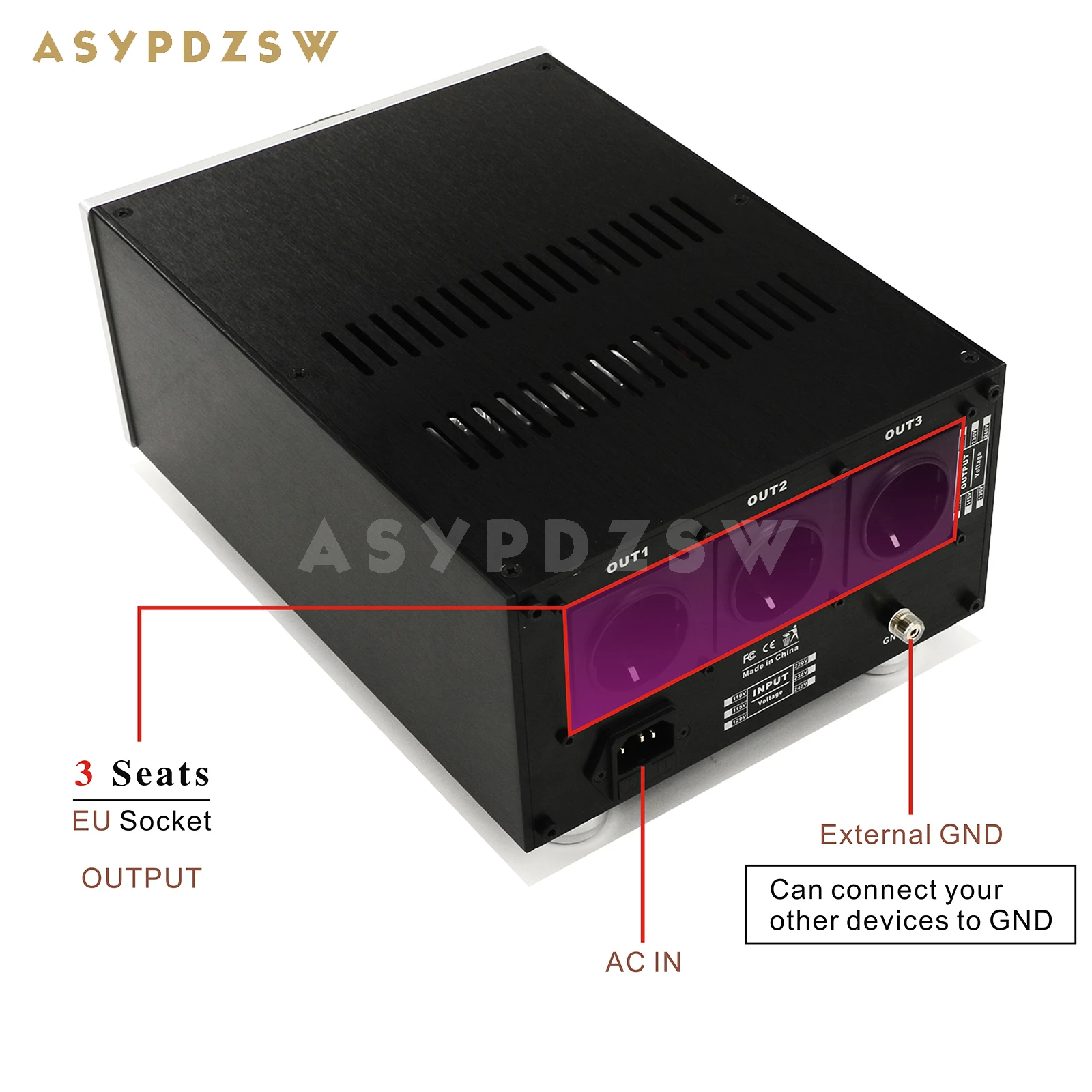 

BIP-1000 3 Seats EU Socket HIFI 1000VA Toroidal Balanced isolation transformer 1000W AC Power supply processor