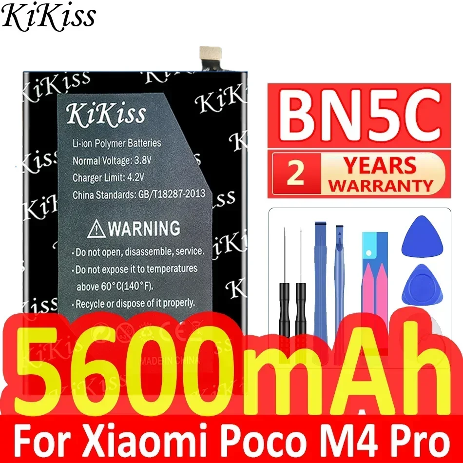 KiKiss Battery 5600mAh BN5C For Xiaomi Poco M4 Pro 5G  M4proMobile Phone