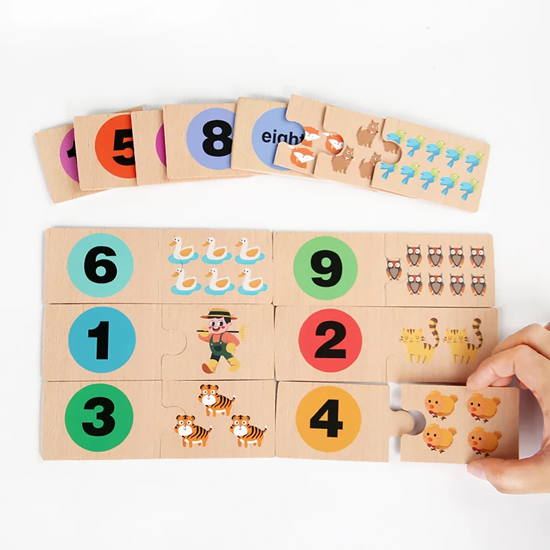 ไม้จํานวนปริศนาจับคู่ของเล่น Montessori การศึกษารูปแบบดิจิตอล Thicken บล็อกเกมสําหรับเทศกาลเด็กของขวัญของเล่น