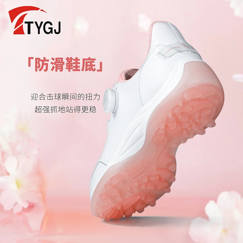 TTYGJ Professional Golf Shoes Women’s Casual Models Waterproof Breathable Non Slip  Outdoor Walking Sports Shoes White Pink