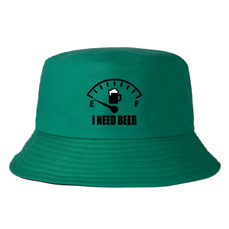I Need Beer Printed Bucker Hat Woman Man Casual Reversible Fisherman Cap Unisex Adult Outdoor Sports Beach Bob Panama Hats