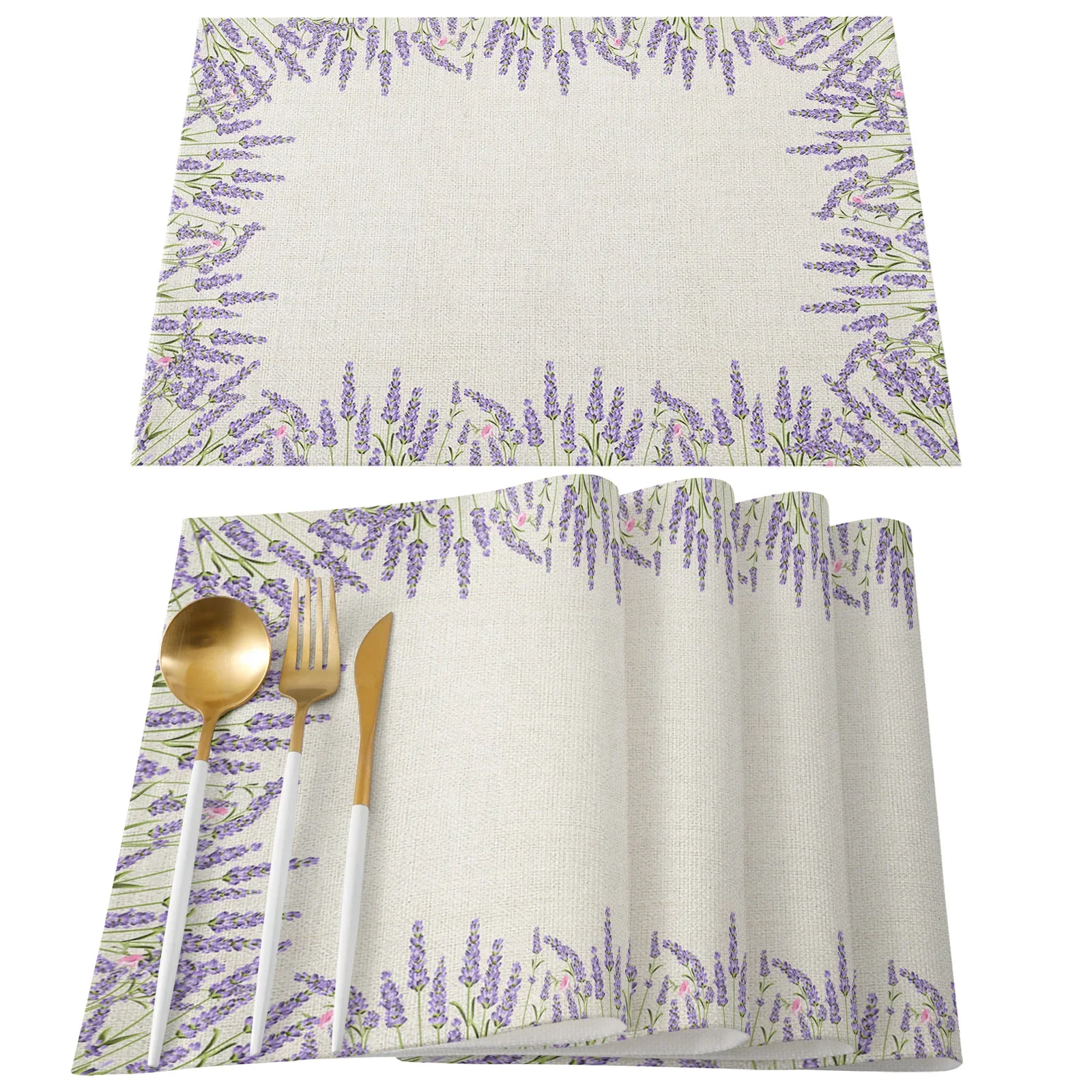 Lavender Flower Table Mat Wedding Holiday Party Dining Table Placemat Kitchen Accessories Table Napkin