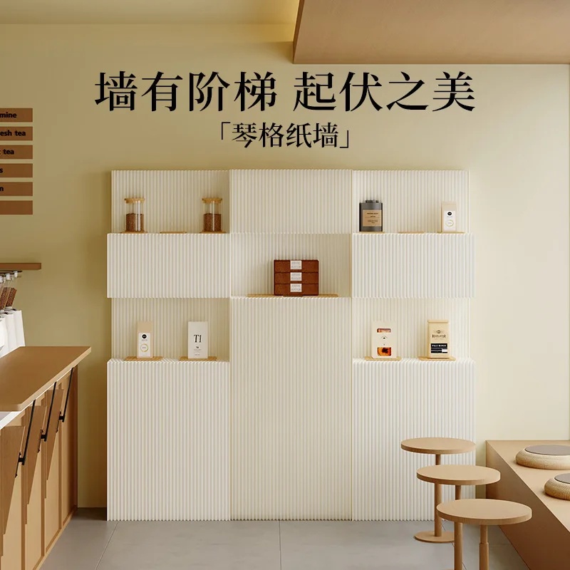 

Qinge paper wall checkerboard can be stored, display cabinet Pinxuan display rack, beautiful decorative partition on the wall
