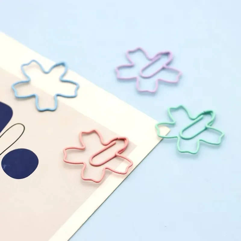 20PCS Cherry Blossom-Shaped Paper Clips Macaron Colored Creative Stationery Bookmarks for Document Organization And Display
