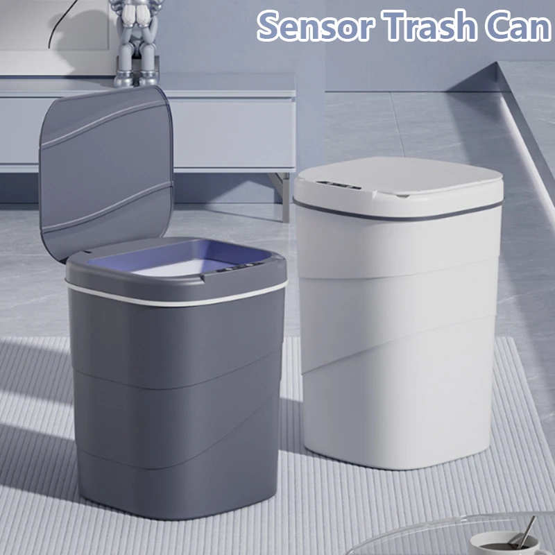 16L Automatic Sensor Trash Can Electric Waste Bin Waterproof Kitchen Wastebasket Induction Bathroom Recycling Trash Bin