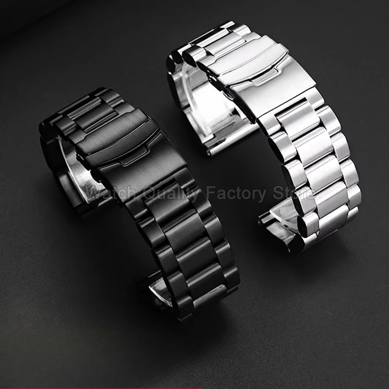 For Panerai Luminor PAM441 111 Thickened Stainless Steel Watch Strap 22 24 26mm Silver Black Flat Interface Durable Polished