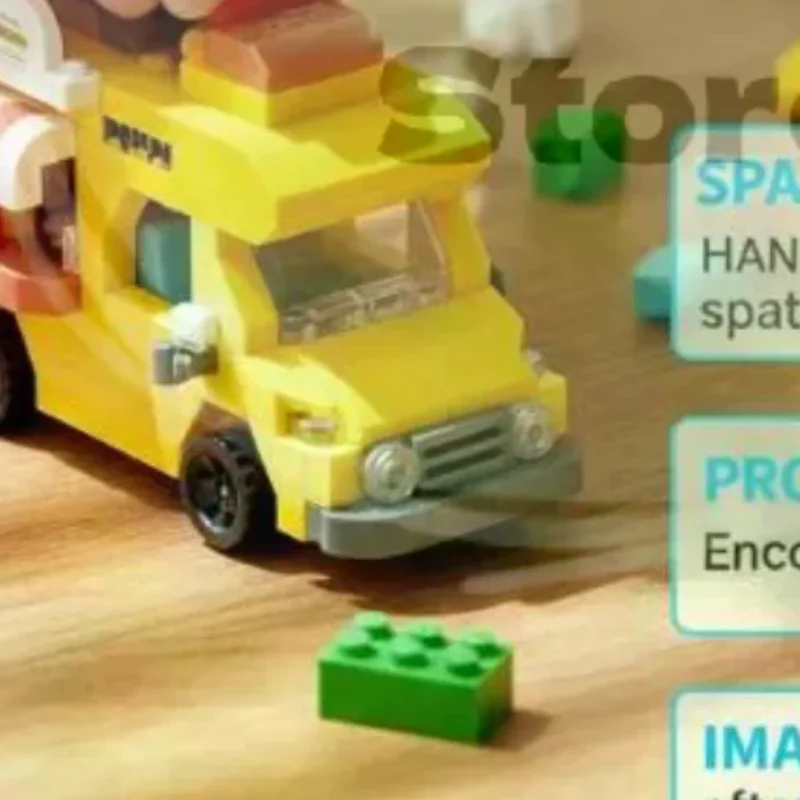 

Mini Food Truck Ice Cream Shop Blocks Set for Adults DIY Construction Toy Birthday Gift Office Decor