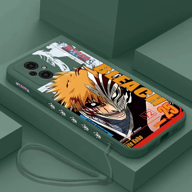 Anime Bleach Ichigo Phone Case For Xiaomi Poco M5 X5 F5 F4 X4 M4 F3 X3 M3 F2 X2 Pro C40 4G 5G GT Liquid Silicone Cover