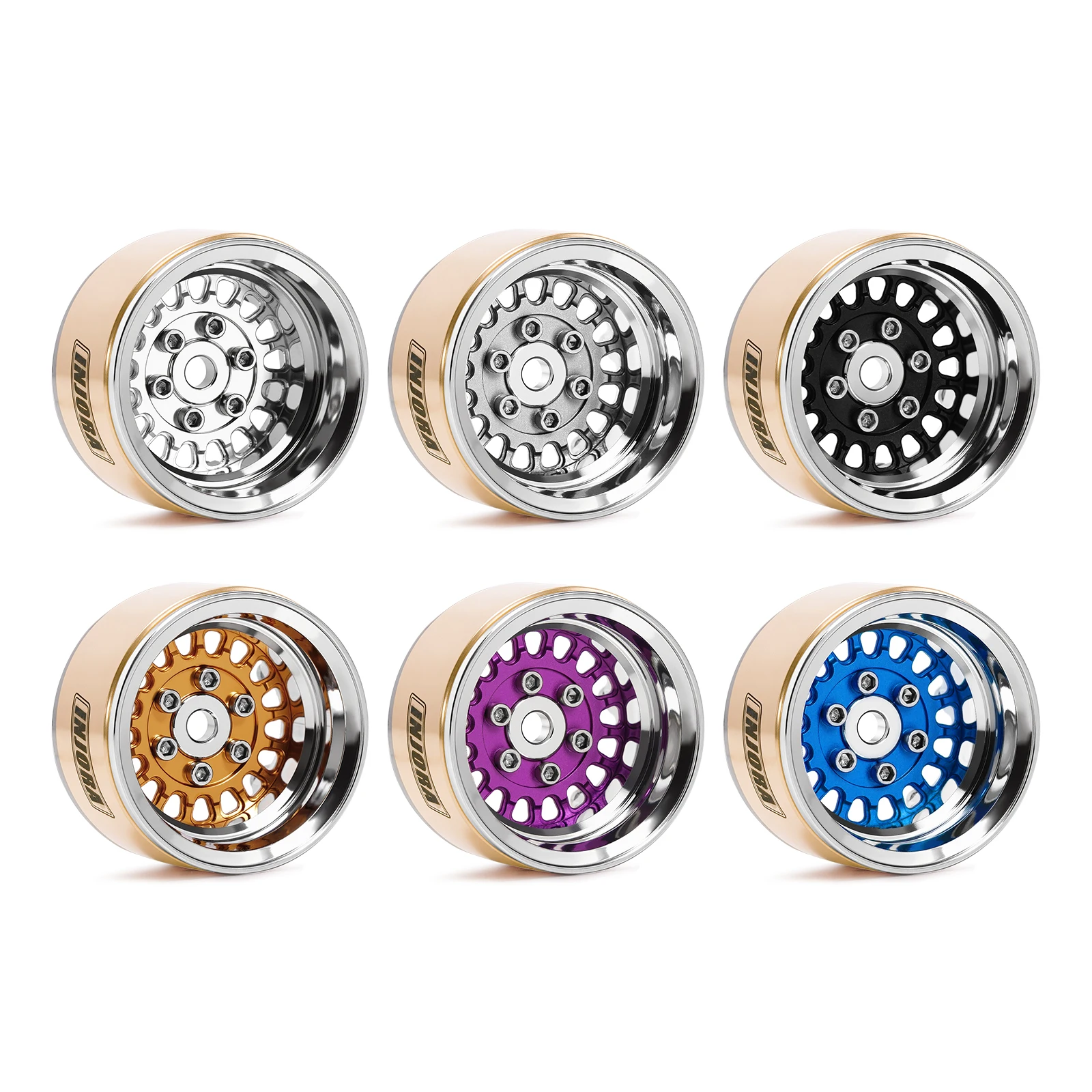 INJORA ModuWheel 1,0" messing en aluminium Beadlock-wielen voor 1/18 1/24 RC-crawlers - afbeelding 2