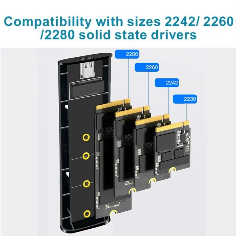 

AB30 M2 SSD Case Dual Protocol NVMe SATA Solid State Drive Enclosure 2-In-1 USB C 3.1 Gen2 10Gbps to PCIe M.2 SSD Box,Black