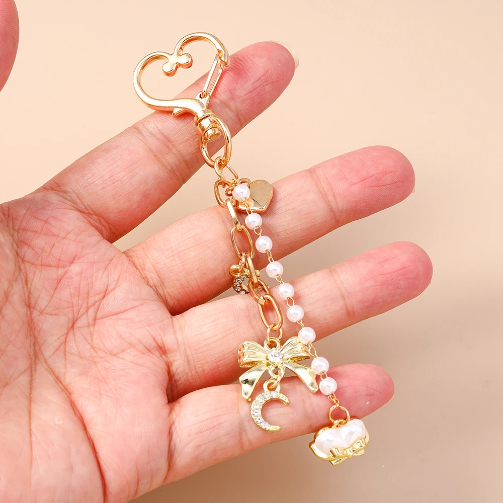 Aihua süße Y2K Metall Perle Liebe Herz Schleife Schlüsselanhänger für Frauen Mädchen Handtasche Anhänger DIY Schlüsselanhänger handgemachte Schmuck Geschenke – Detail 5