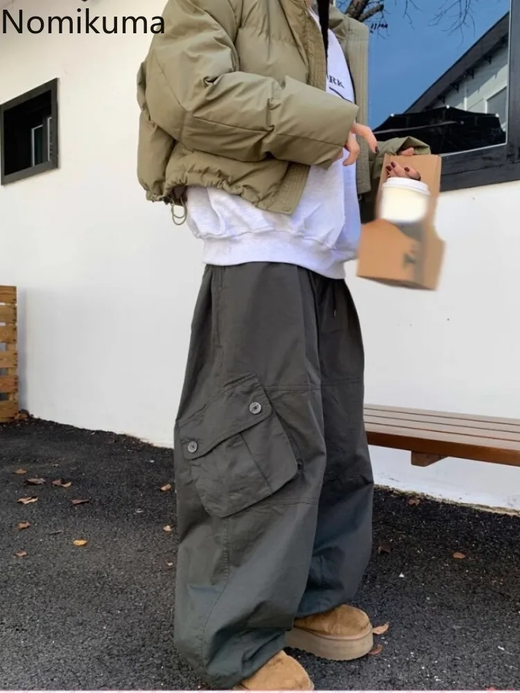 

Harajuku Cargo Pants for Women High Waist Fashion Pantalon Femme Vintage Trousers Streetwear Casual Pockets Y2k Wide Leg Pants