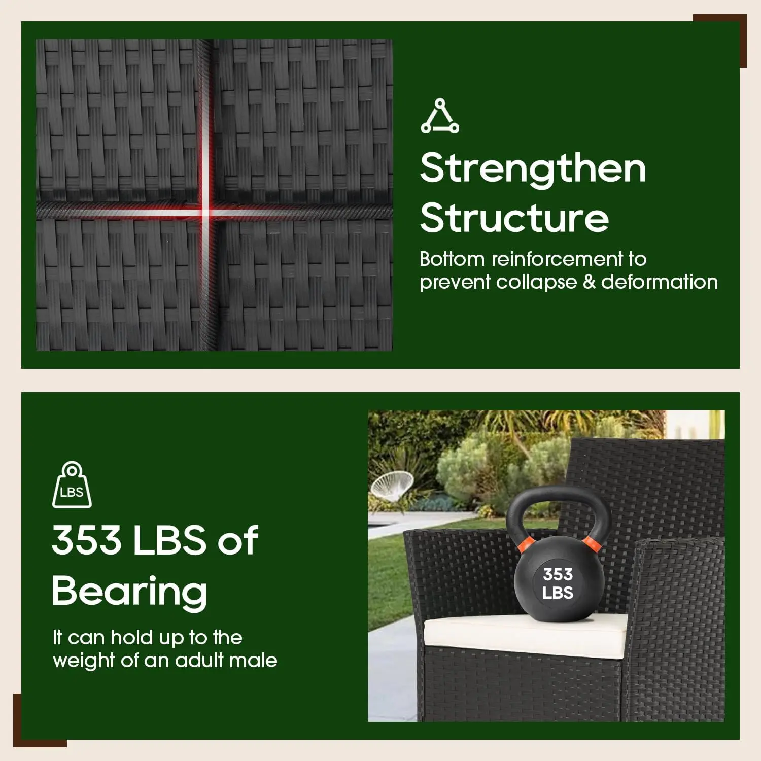 Terrassenmöbel-Set, 4-teilig, für den Außenbereich, Rattanstuhl, Korbsofa, Garten, Gespräch, Bistro-Sets für Hof, Pool oder Hinterhof