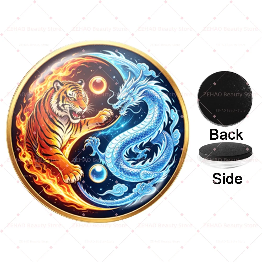  Yin-Yang Animal Glass 25MM-50MM Glass Cabochon Refrigerator Magnet Refrigerator Decoration Office Whiteboard Magnet