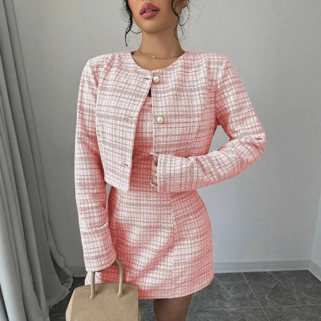 Sequins Pullover Set Short Length Elegant with Autumn Short Skirt Long Sleeve Square Neck Slim Fit Daily Two Set Women Dress