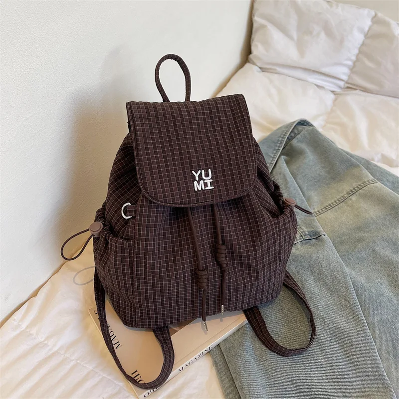 Korean StyleinsHighly stylish striped backpack for female high school and college students, suitable for commuting, casual use,
