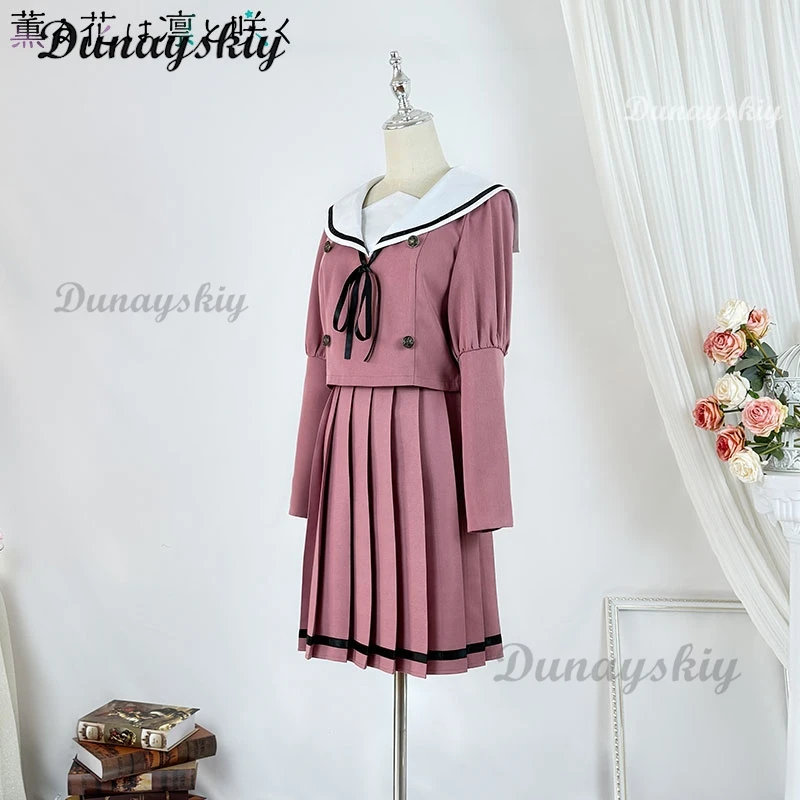 Ароматный цветок цветения с благословением Вагури Каоруко Косплей Костюм Парик Розовый JK Униформа Карнавальный женский повседневный повседневный комплект