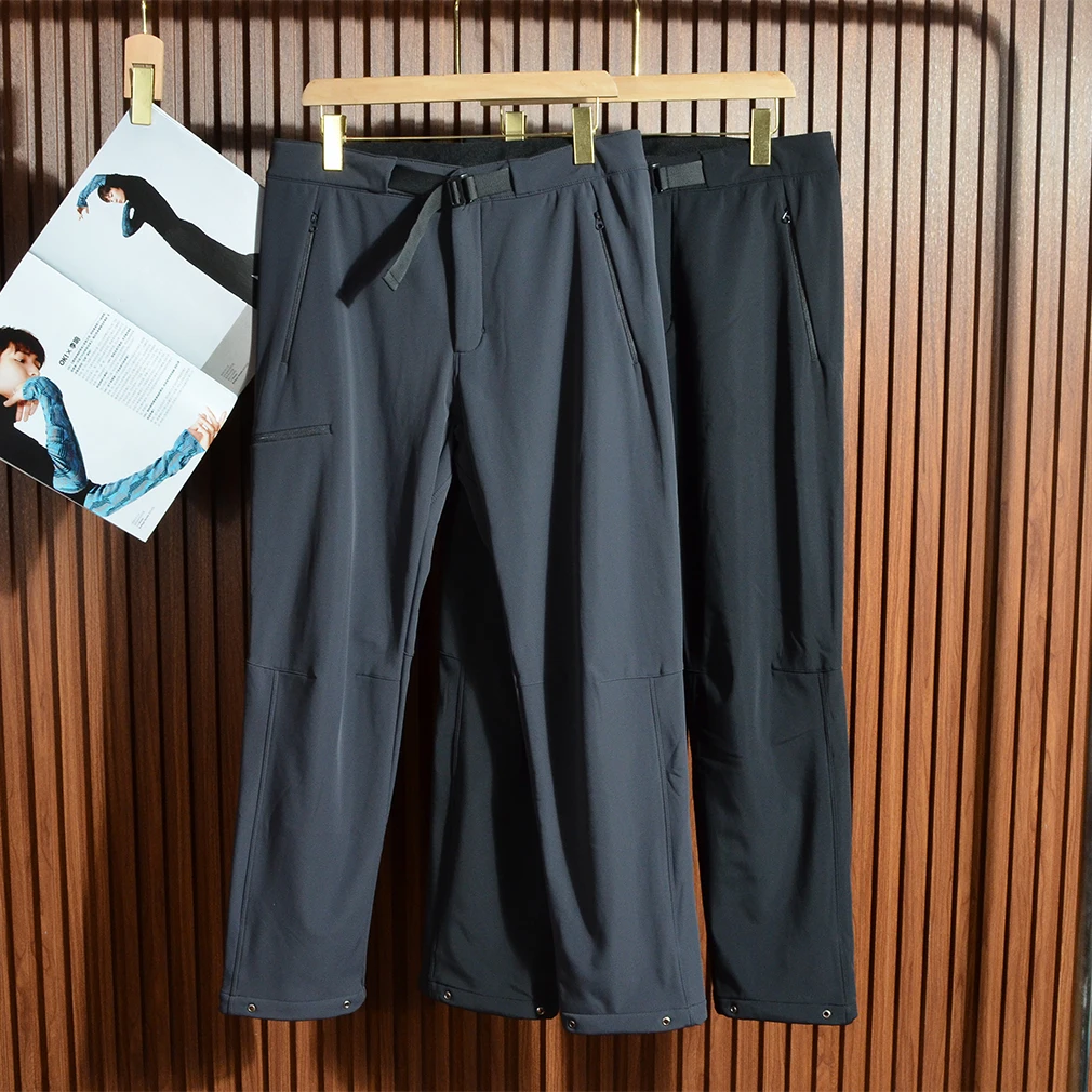 

Утепленные мужские брюки Thiened Fce для осени и зимы, ветрозащитные, теплые, с множеством карманов, рабочая одежда, повседневные брюки прямого кроя, длинные брюки, 3D-крой