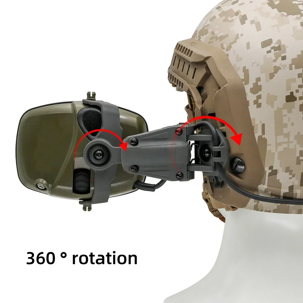 Tactical Helmet ARC Rail Adapter with Electronic Anti-noise Shooting Sports Headphones Airsoft Hunting Headset Gel Ear Earmuffs