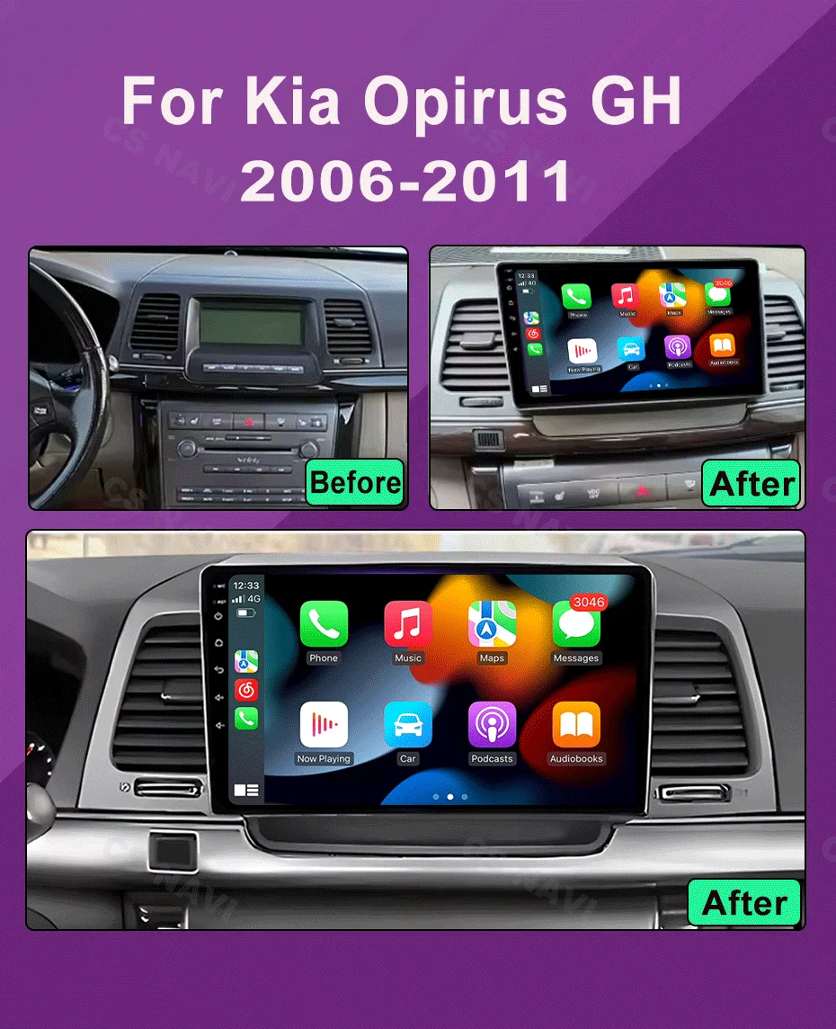 Android 14 Car Radio For Kia Opirus GH 2006 - 2011 Multimedia Video Player Stereo GPS Navigation Wireless Carplay Auto 5G WIFI