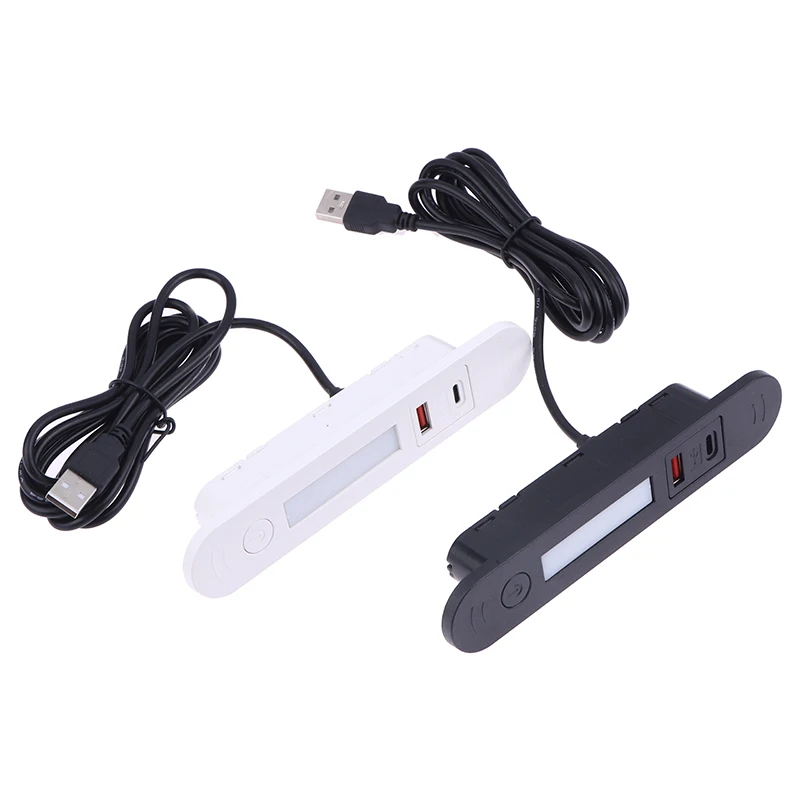 Multi-function Embedded Night Light Socket Hidden USB And Type-C Charging Socket With Led Light For Bedside Table Sofa Furniture