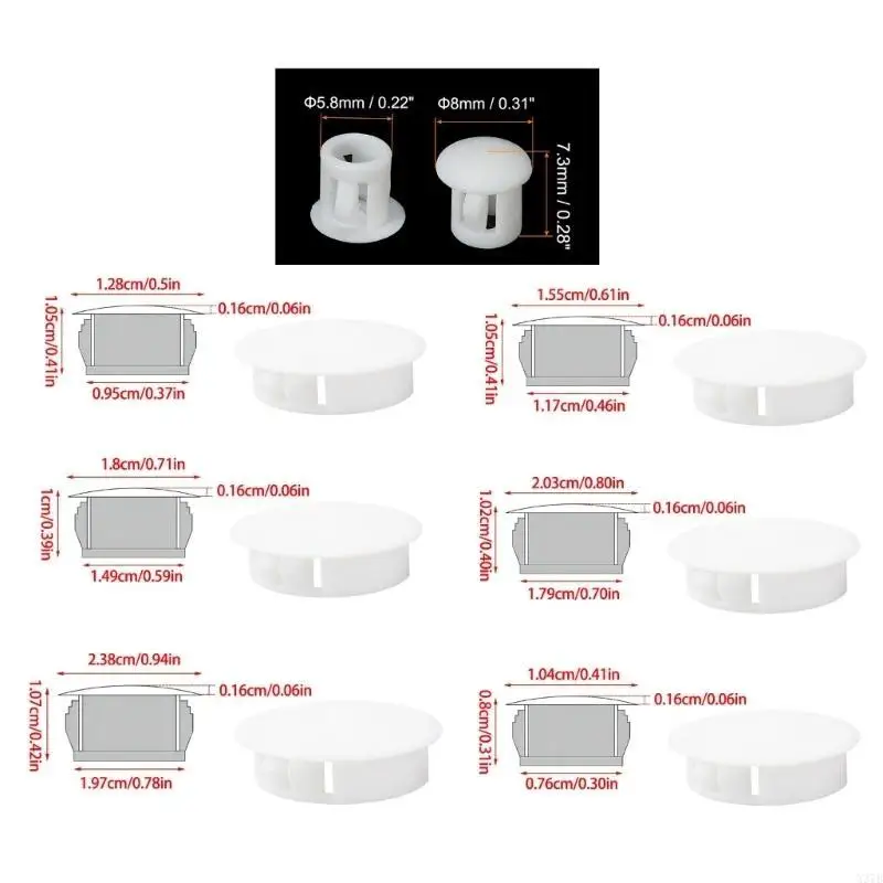 30Pcs White Plastic Hole Plugs Screw Caps Cover Flush Type Panel Plugs for Kitchen Cabinet and Furniture Panel Fastening