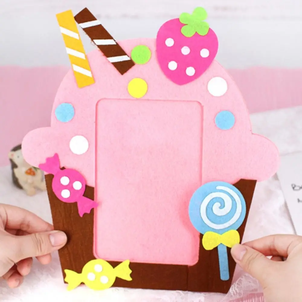 Cartoon Animal Non-woven Photo Frame Handmade Educational Non-woven Picture Frames Applique Sewing Set 3D Photo Frame Craft Gift