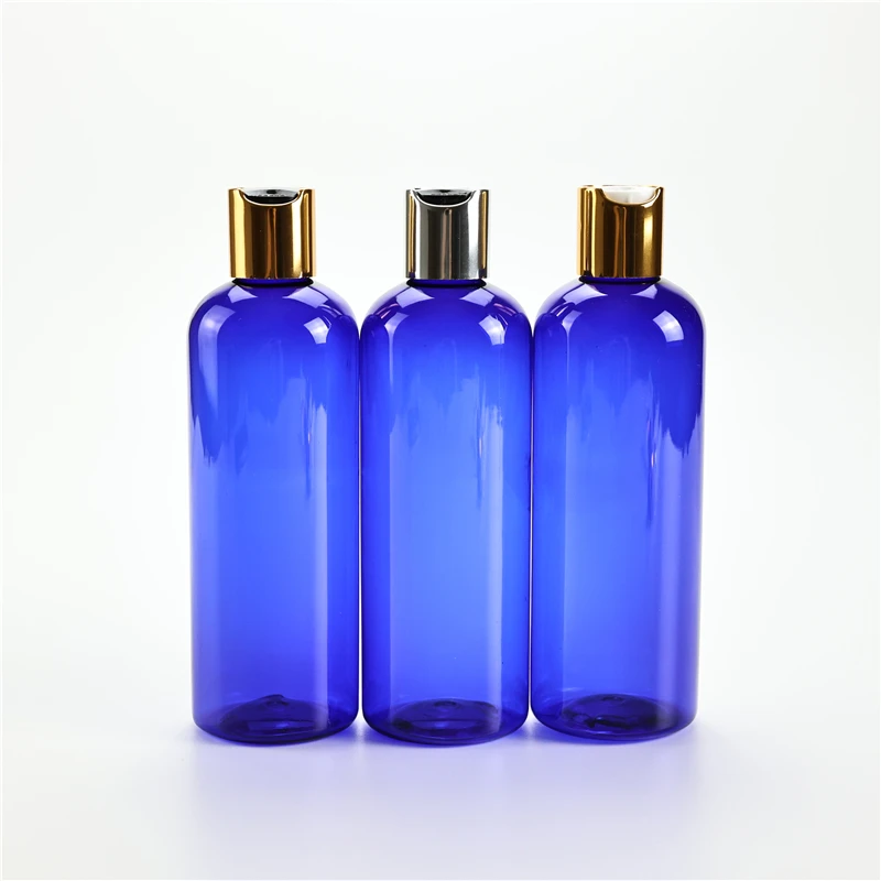 20pcs 300ml Disc Top Cap Blue Bottle Empty Plastic Bottle PET Lotion Bottle Travel Size Plastic Storage Container For Shampoo