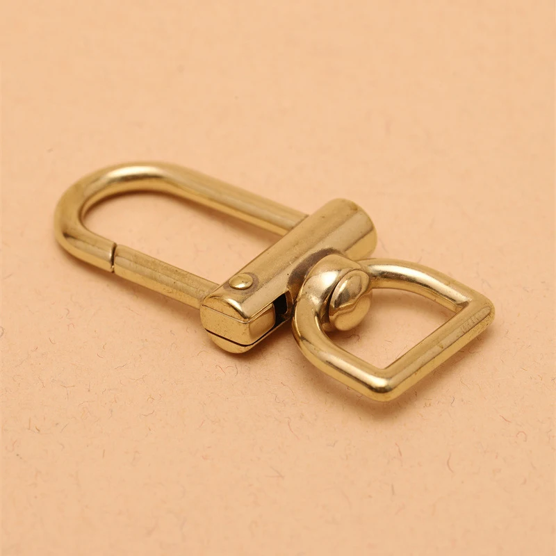 1pcs Brass Swivel Eye Snap Hook with D Ring Trigger Lobster Clasps Clips for DIY Leather Craft Bag Strap Belt Webbing Keychain