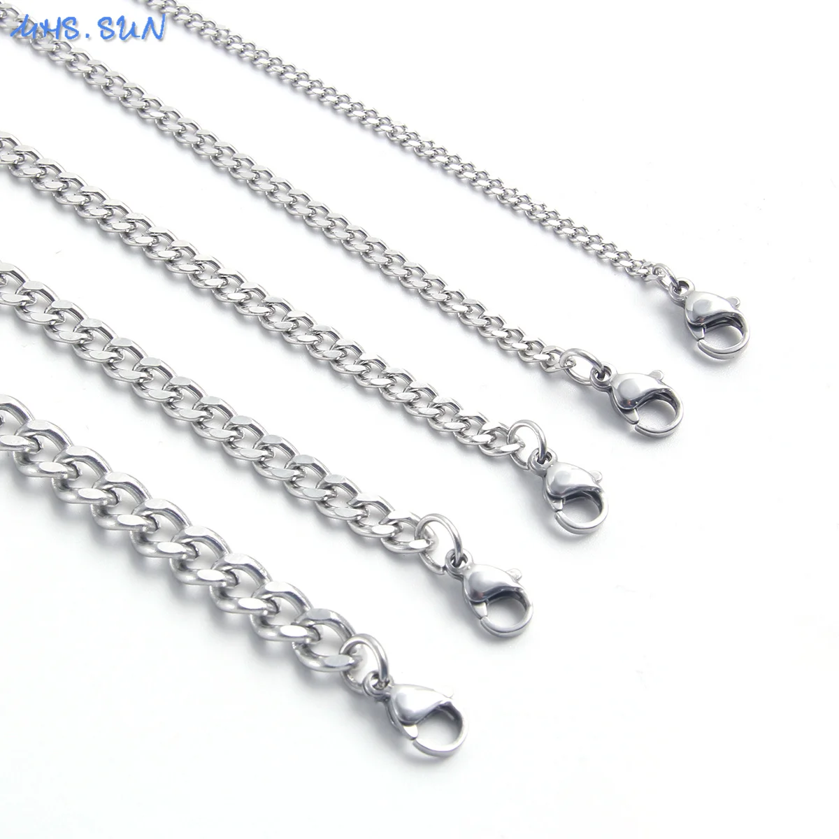 SUNSLL 2/3/4/6MM Width Cuban Chain Necklaces Unisex Stainless Steel Silver Color Different length Classic Jewelry Accessories