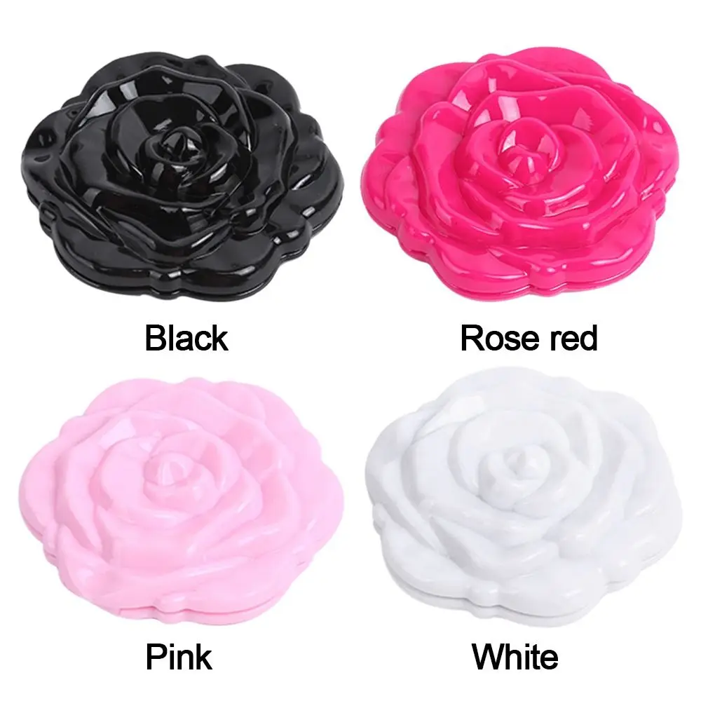 Double-Sided Rose Flower Makeup Mirror Handheld Round Shape Mini Pocket Mirror Convenient Cosmetic Mirror Travel Beauty Tool