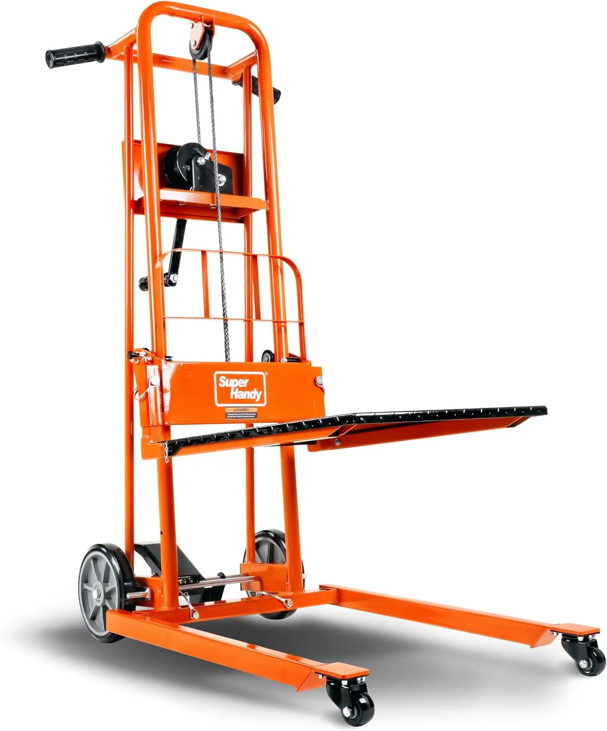 

SuperHandy Material Lift Winch Stacker, Pallet Truck Dolly, Lift Table, Fork Lift, 330 Lbs 40" Max Lift w/ 8" Wheels, Swivel