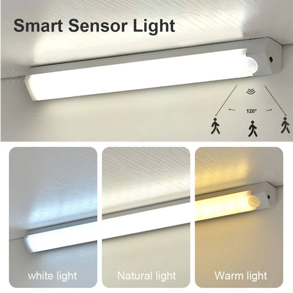 Smart Sensor Night Light Induction Wireless Magnetic Hanging Desk Lamp LED USB Rechargeable Wall Lamp For Study Cabinet Wardrobe