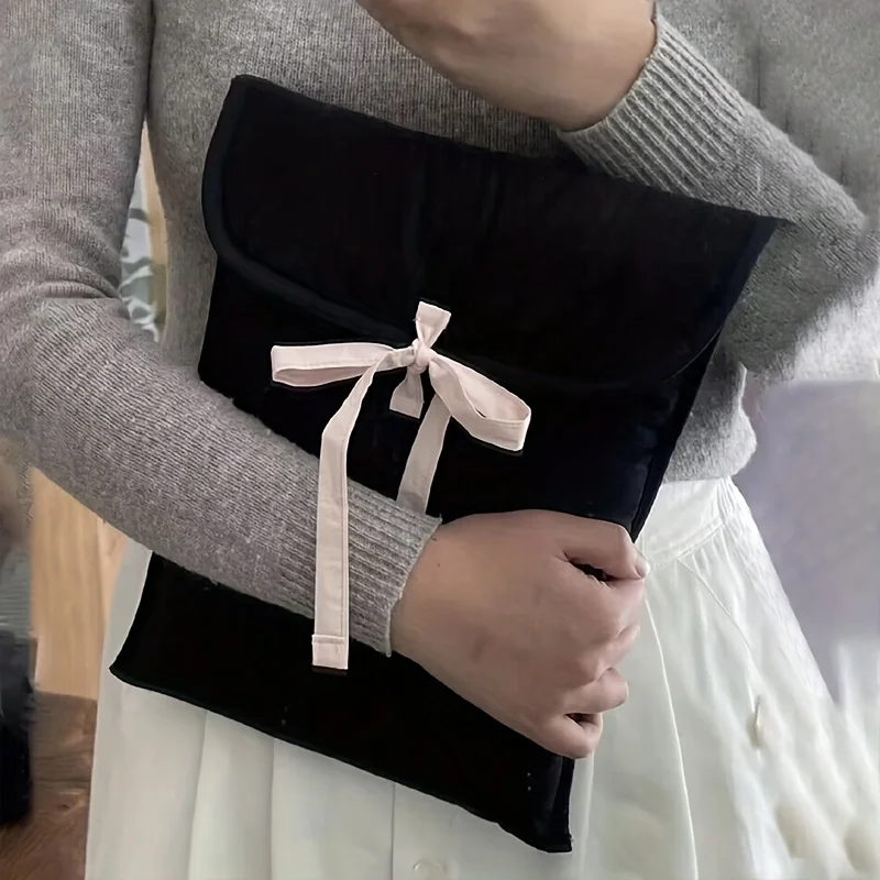 Laptop Carrying Case, Portable Tablet Protective Case, Ballet Style Pink Bow Solid Color Handheld Makeup Bags