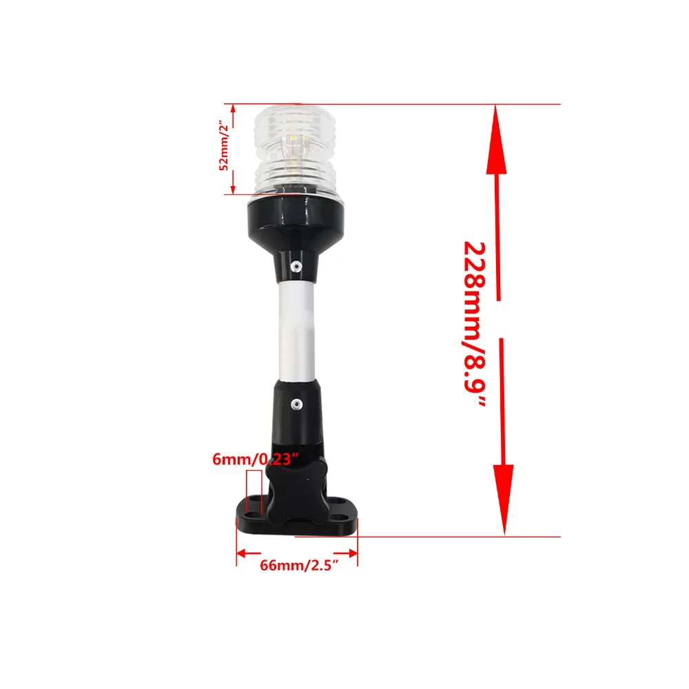 

Aluminum Alloy Rod LED Anchor Light 12-24V DC Easy Installation Sailing Signal Lamp Sturdy Construction Fold Down Design