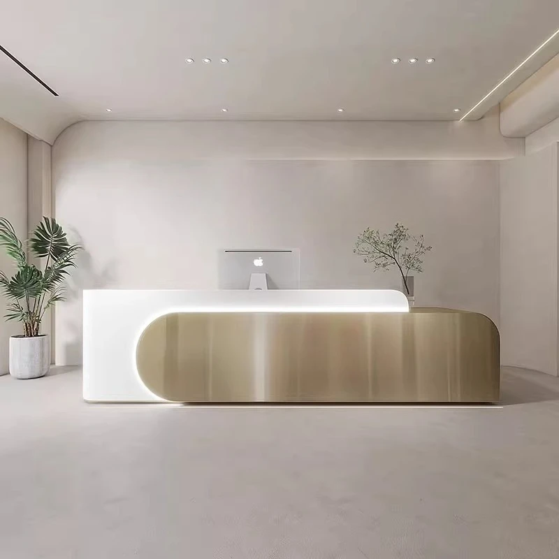 

Light luxury modern simple stainless steel bar counter clothing store hair salon