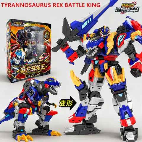 Mini Force 8 Super dinosaurio tiranosaurio Rex Battle King transformar combinado Mecha Miniforce Robot figuras de acción juguetes de deformación