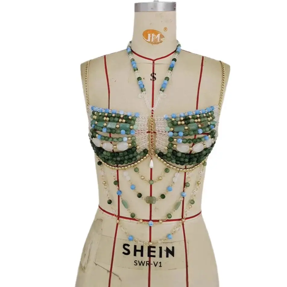 

New European-Style Metal Chain Handmade Beaded Necklace Hot Girl Colorful Fashion Statement Accessory