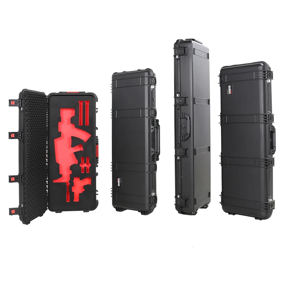 Outdoor Waterproof Shockproof Long PP Plastic Hard Carry Gun Case With Foam