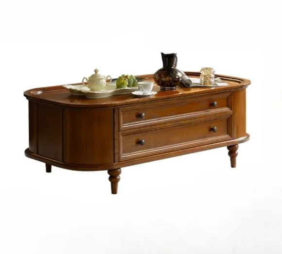 

American Retro Solid Wood Coffee Table TV Cabinet Combination Living Room Simple Drawer Tea Table Storage Furniture
