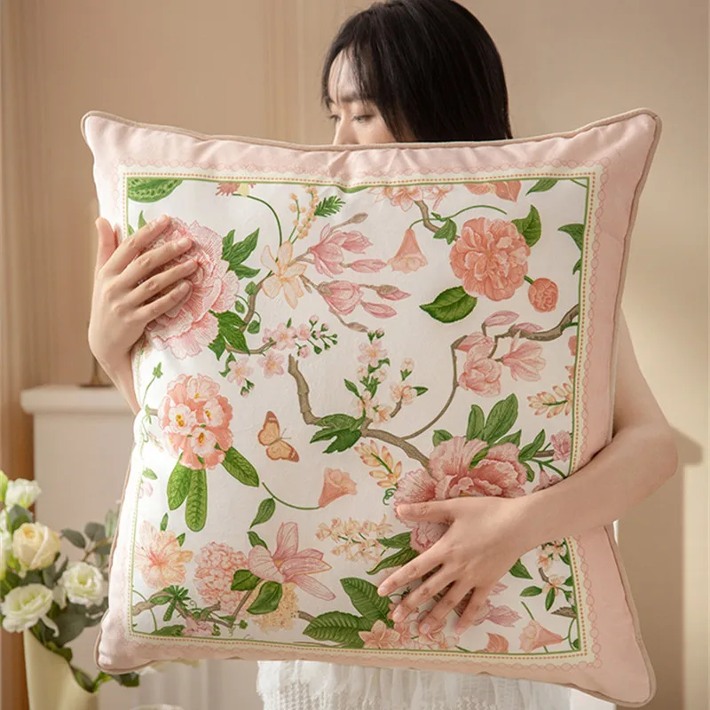 

65x65cm Heavy Velvet Throw Pillow Cover Lumbar Printed Floral Pillowcase Indoor Outdoor Euro Sham Farmhouse Vintage Big Square