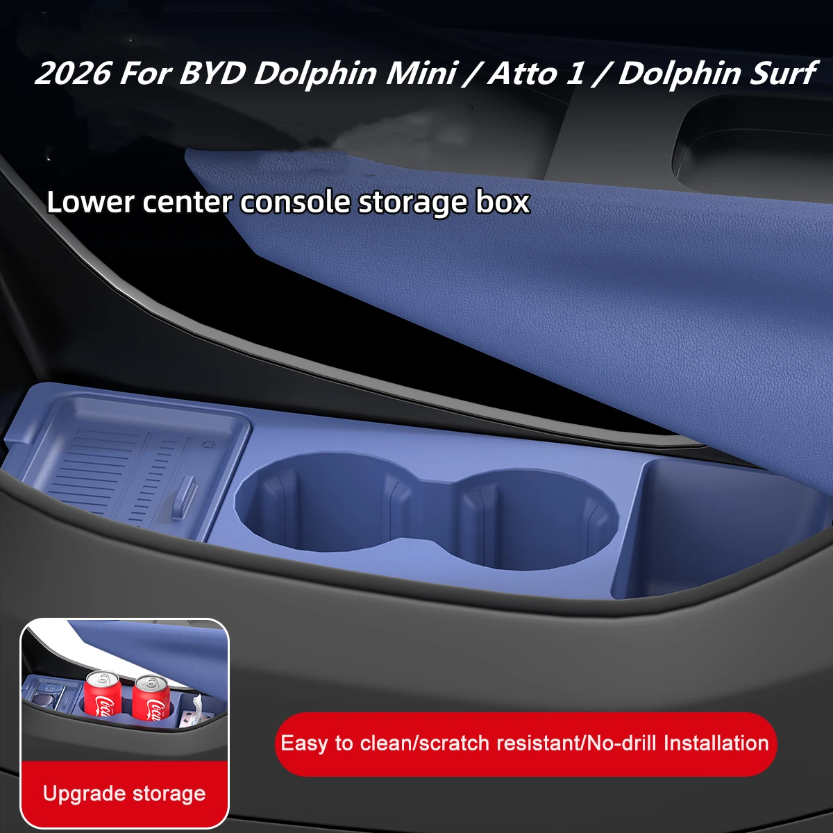 Tapis de protection en silicone pour console centrale et compartiment de rangement inférieur pour BYD Dolphin Mini Atto 1 Dolphin Surf 2026