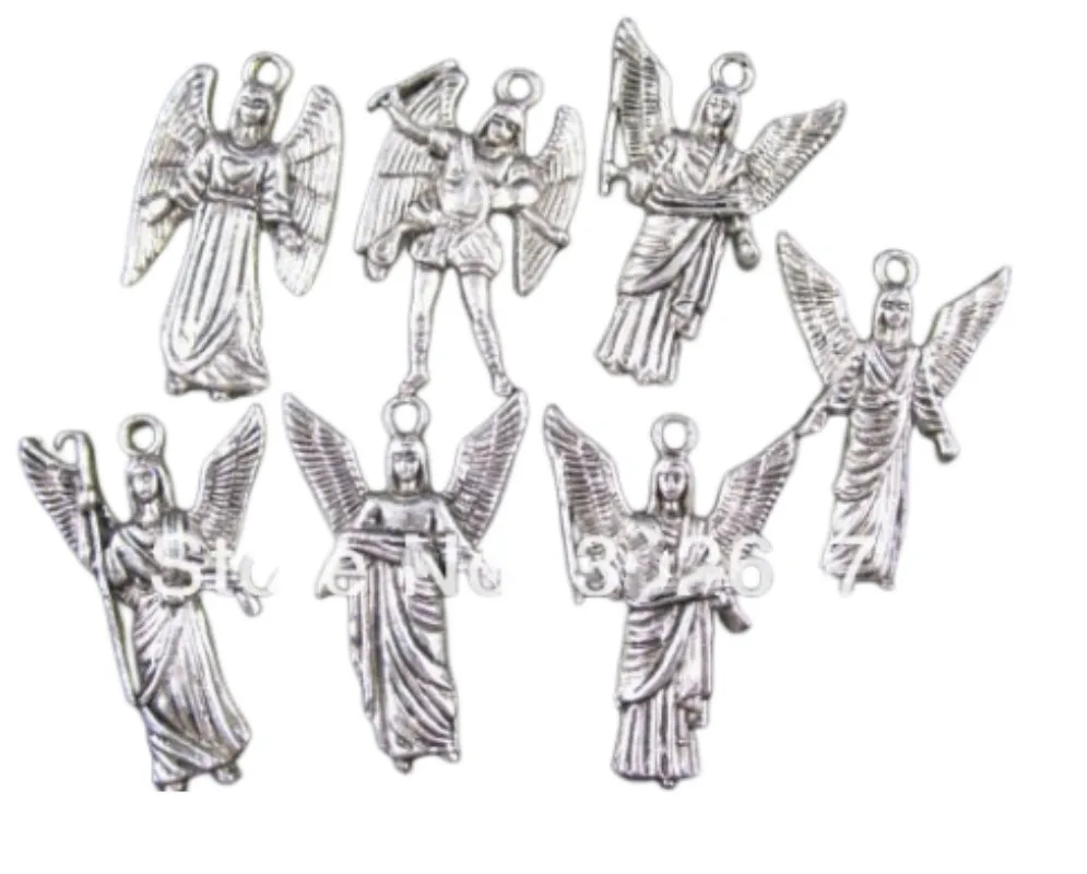 84pcs Mixed Tibetan Silver Metal Wing Angel Charms Pendants A1696-A1702