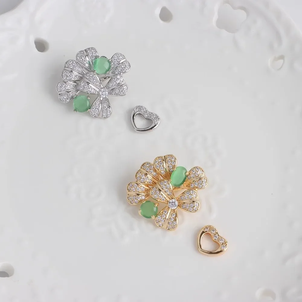 

18K Copper-plated Real Gold Color Retention Opal Love Flower DIY Jewelry Accessories, Sweater Chain Buckle, Necklace Buckle Lock