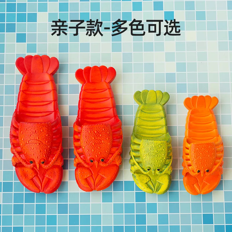 Lobster Slippers Men Funny Animal Summer Flip Flops Cute Beach Shower Casual Shoes Women Unisex Big Size Soft Home Slippers