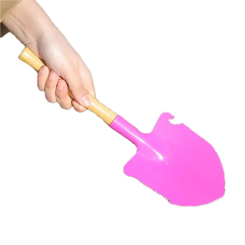 Bamboo Handle Colorful Beach Shovel - Kids Gardening Tool For Sand Digging Planting