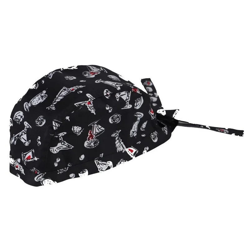 주방 도구 프린트가 있는 셰프 반다나 모자 통기성 좋은 면 소재 요리 작업 및 요리 액세서리