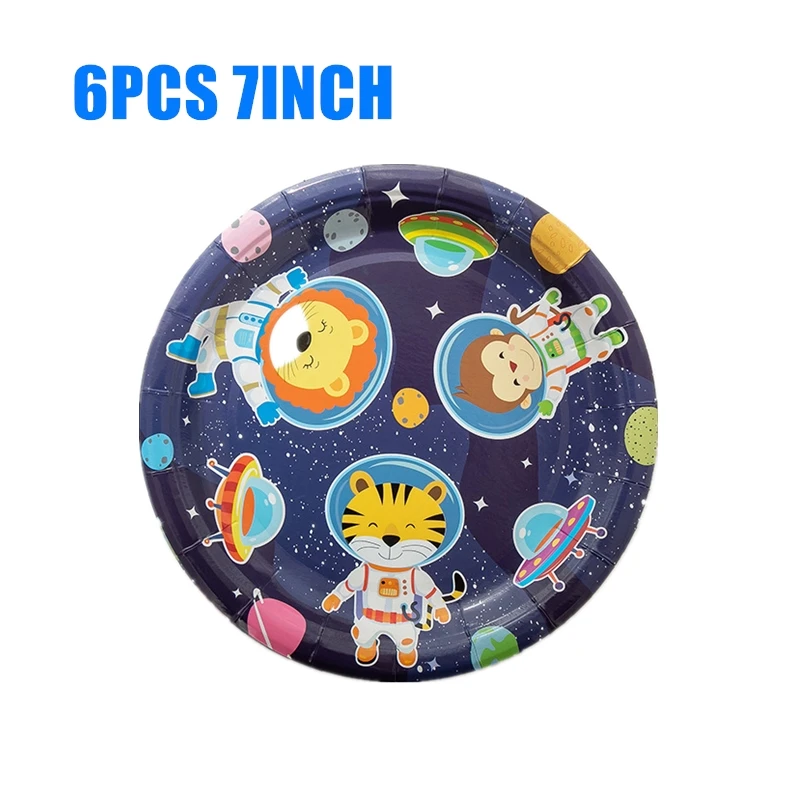 Astronaut Birthday Party Decorations Disposable Tableware Cup Plates Cake Topper Decor Boys Universe Outer Space Birthday Theme